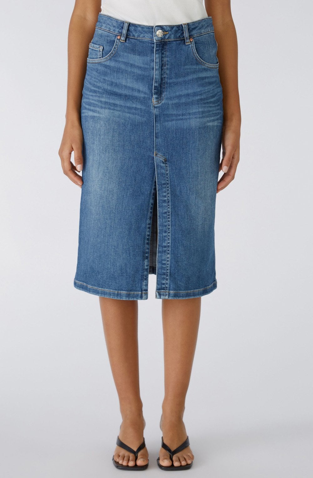 Blue Denim Midi Skirt