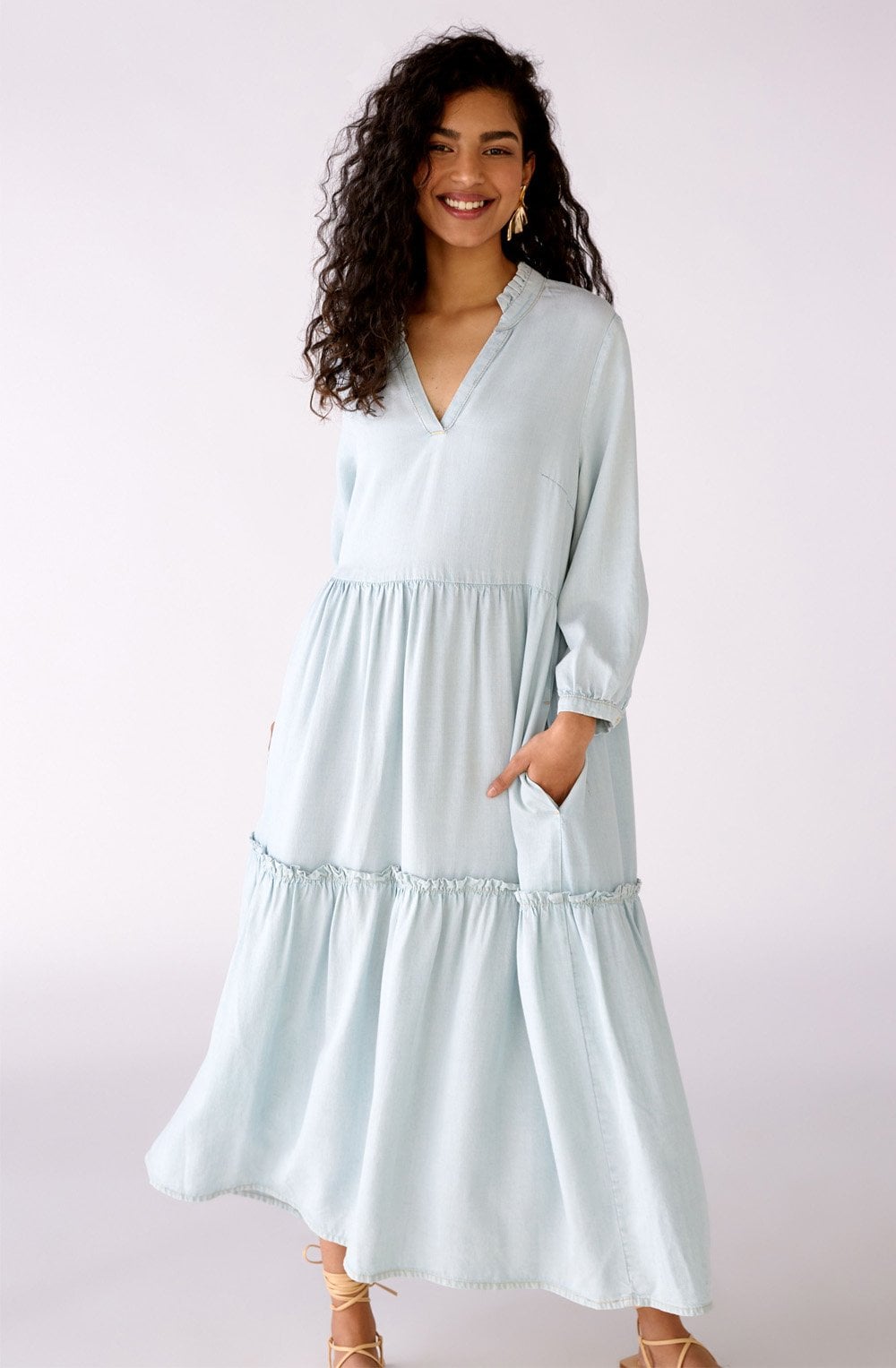 Blue Denim Tiered Dress