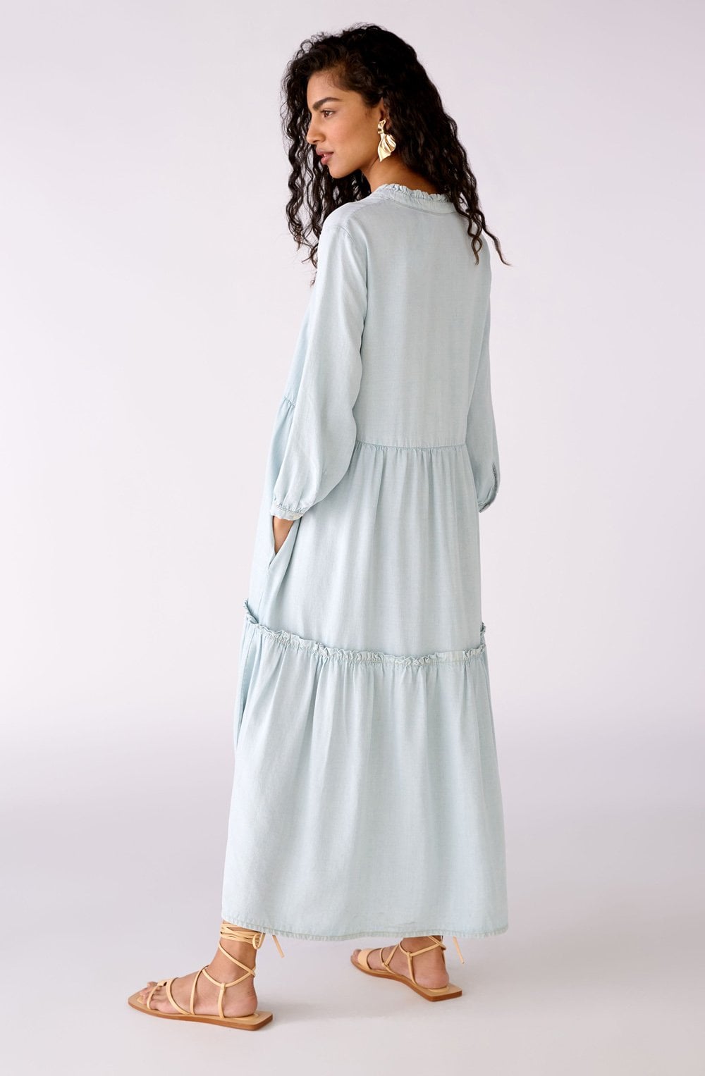 Blue Denim Tiered Dress