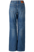Blue Denim Wide Leg Unfinished Hem Jeans