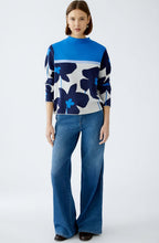 Blue Floral and Stone Colour Block Jumper