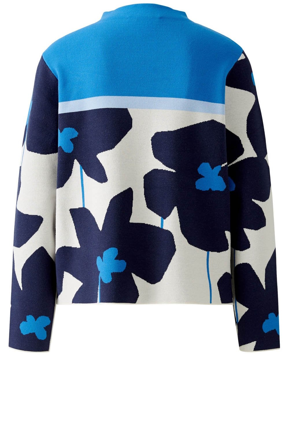 Blue Floral and Stone Colour Block Jumper