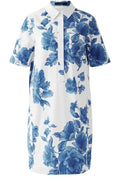 Blue Floral Collared Shift Dress
