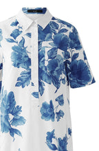 Blue Floral Collared Shift Dress