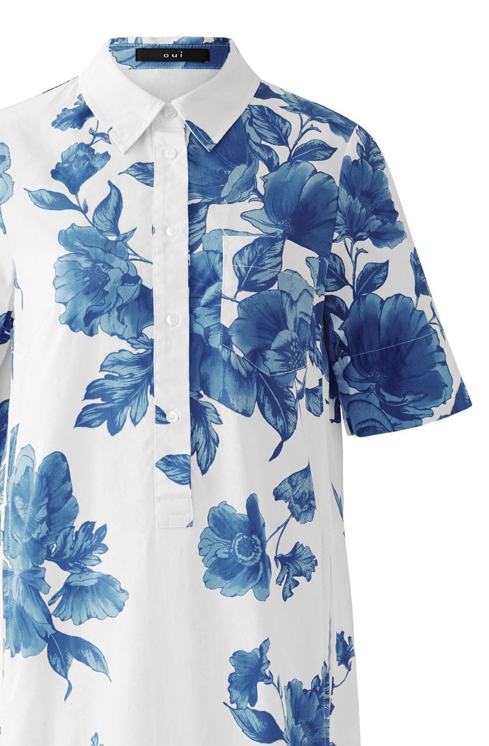 Blue Floral Collared Shift Dress