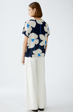 Blue Floral Drawstring Blouse