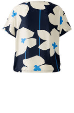 Blue Floral Drawstring Blouse