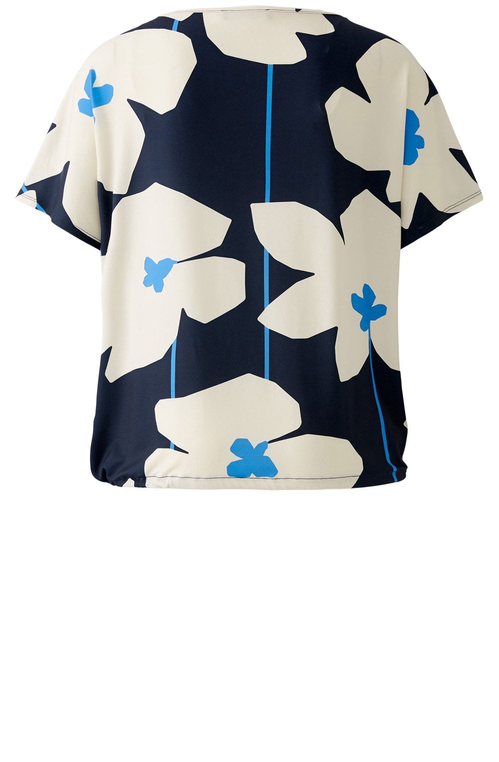 Blue Floral Drawstring Blouse