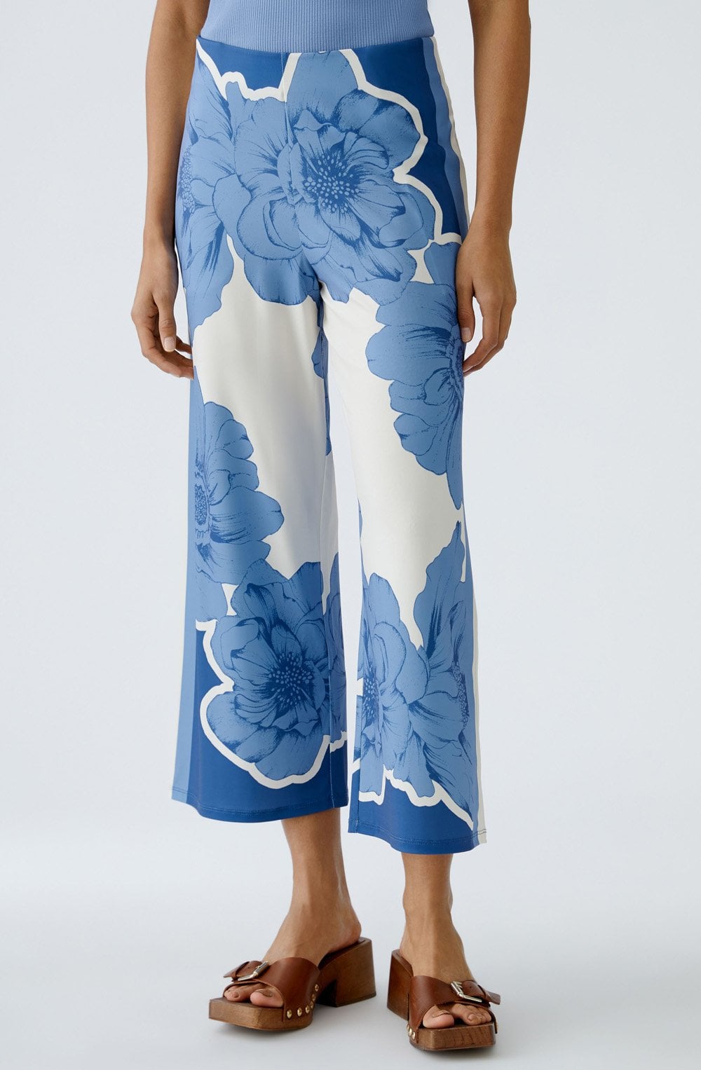 Blue Floral Silk Jersey Culottes