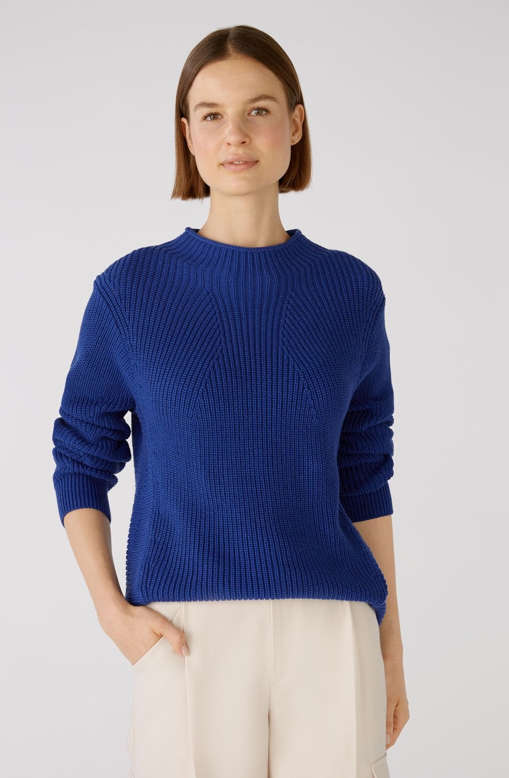 Blue Geometric Knit Jumper