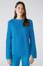 Blue Jewel Ribbed Knit Jumper With Zip Detail
