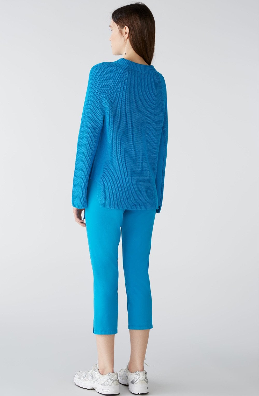 Blue Jewel Ribbed Knit Jumper With Zip Detail
