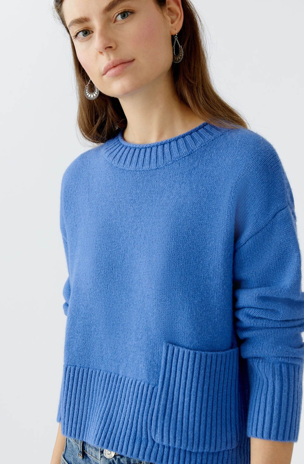Blue Large Patch Pocket Jumper