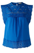 Blue Lolite Broderie Anglaise Sleeveless Blouse