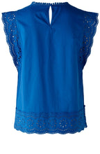 Blue Lolite Broderie Anglaise Sleeveless Blouse