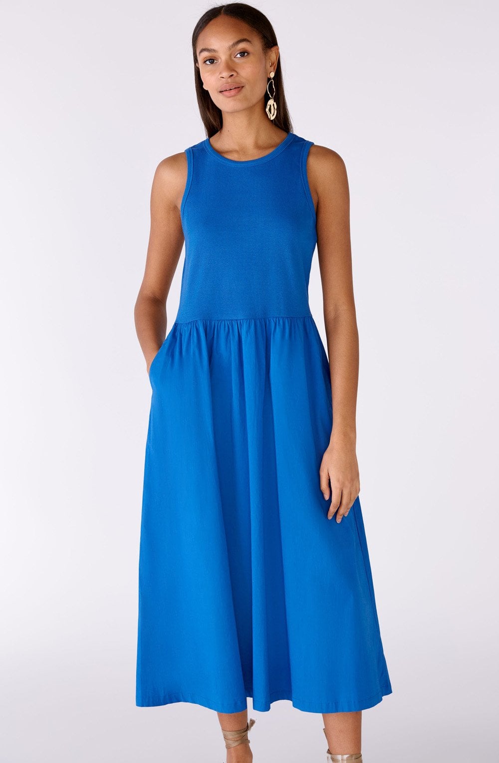 Blue Lolite Cotton Stretch Midi Dress