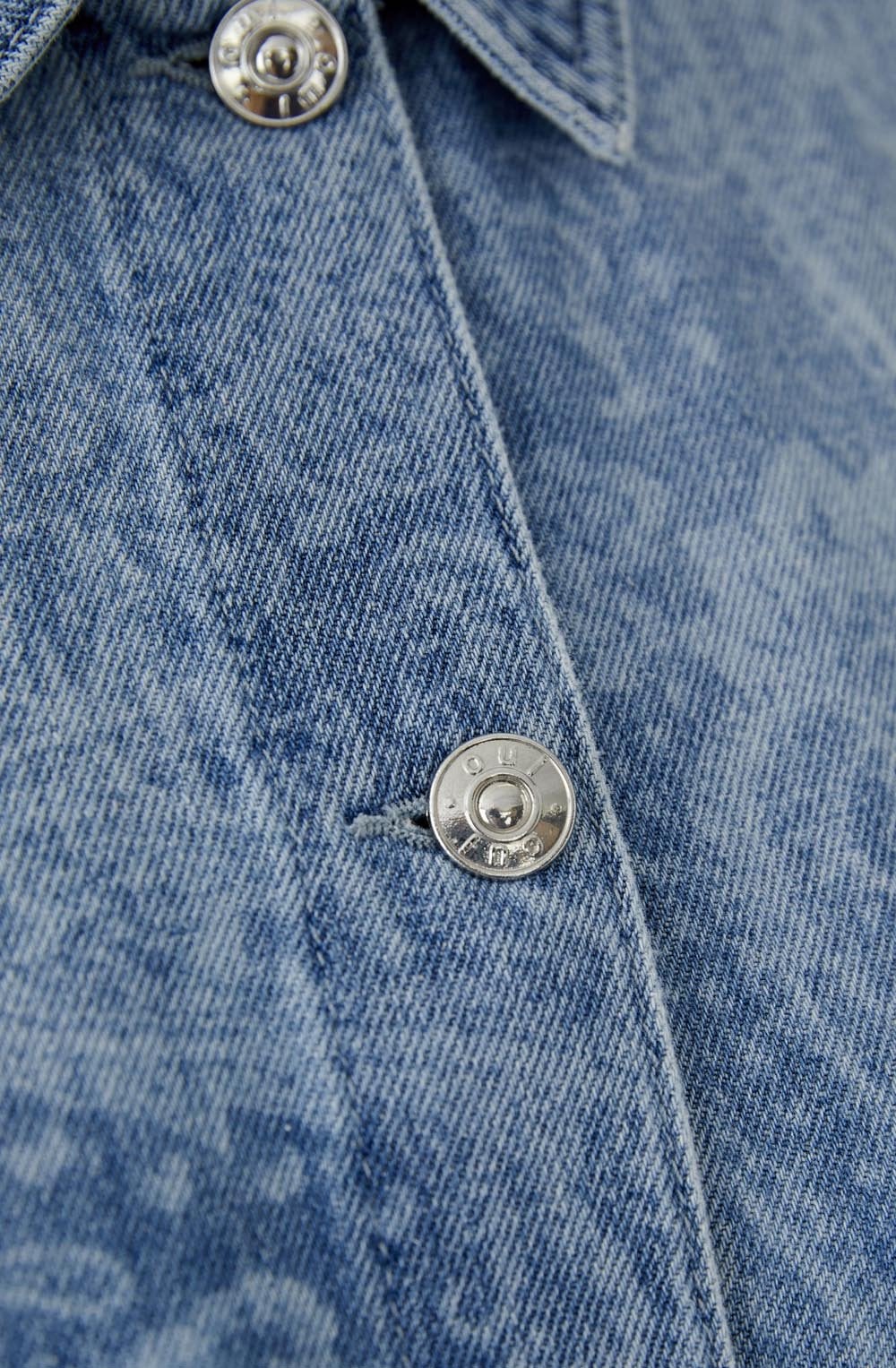 Blue Paisley Print Collared Jacket