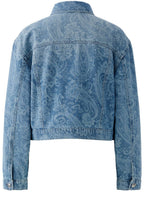 Blue Paisley Print Collared Jacket