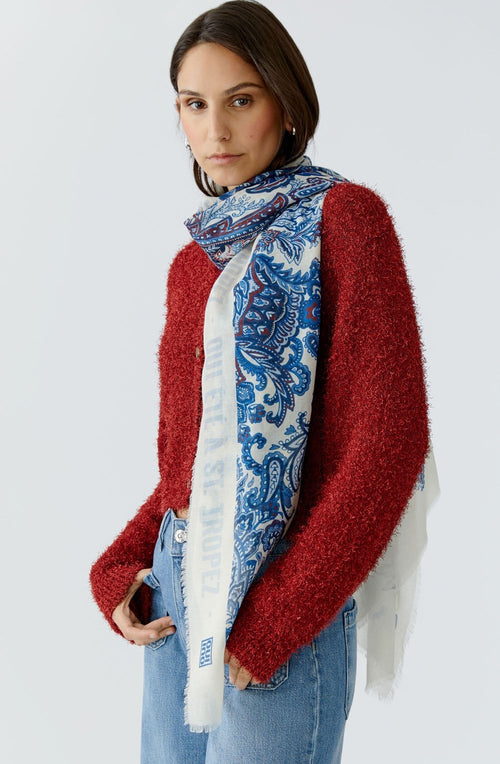 Blue Paisley Print Scarf