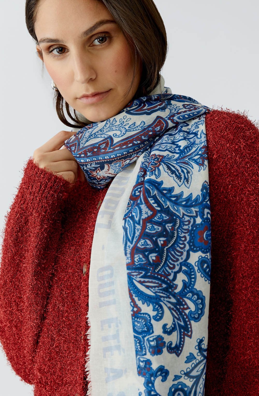 Blue Paisley Print Scarf