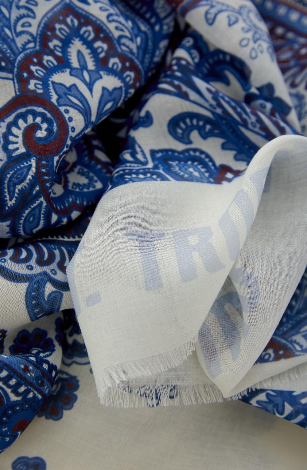 Blue Paisley Print Scarf
