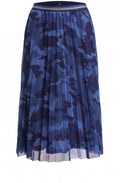 Blue Patterned Pleated Skirt