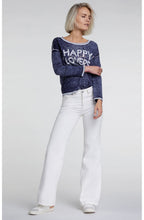 Blue Rhinestone Slogan Jumper