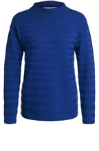 Blue Ribbed Knit Jumper