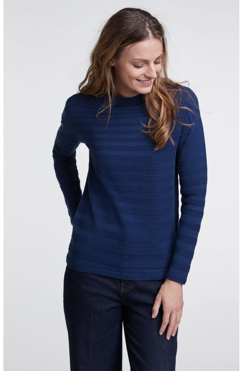 Blue Ribbed Knit Jumper