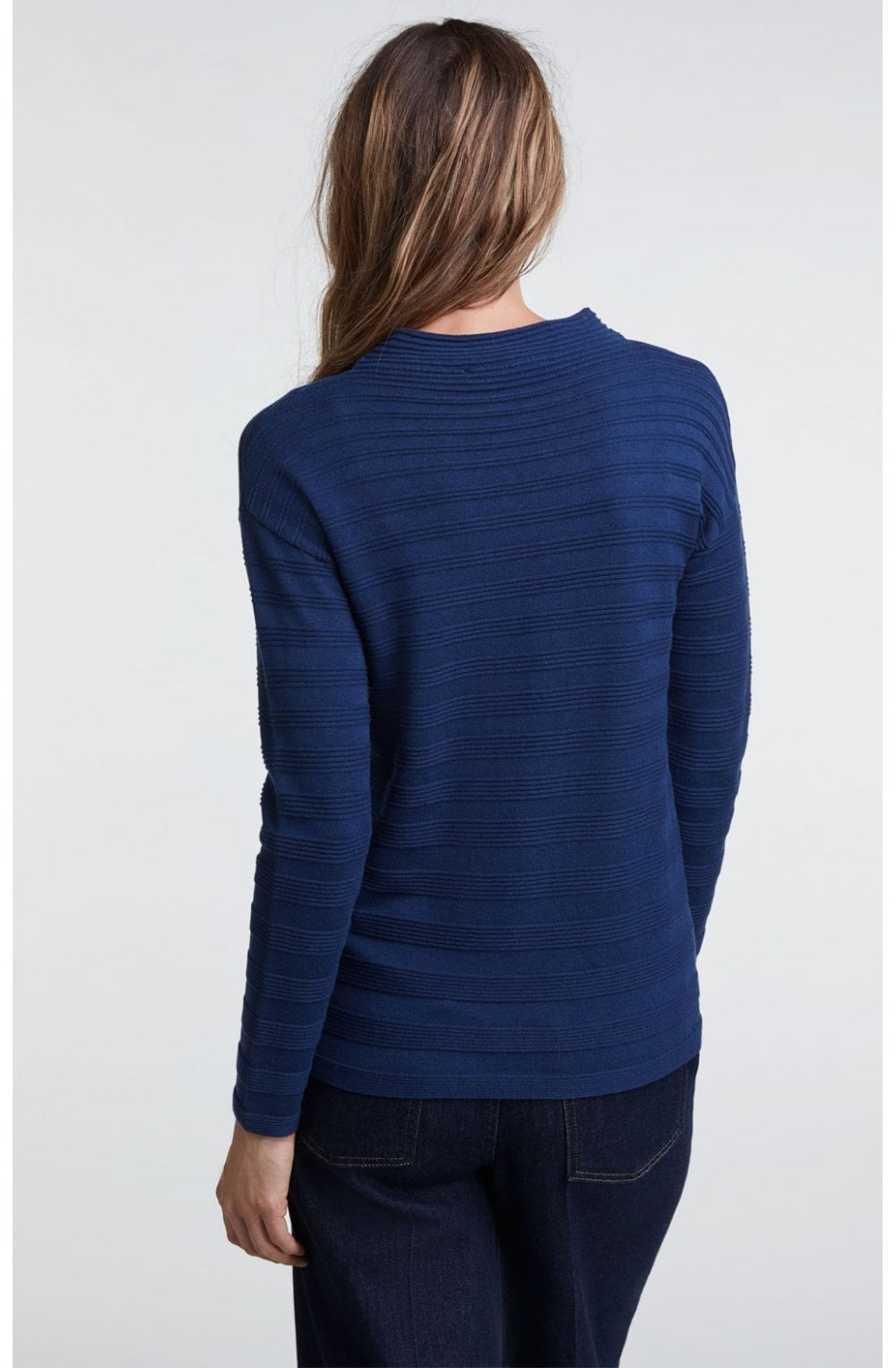 Blue Ribbed Knit Jumper