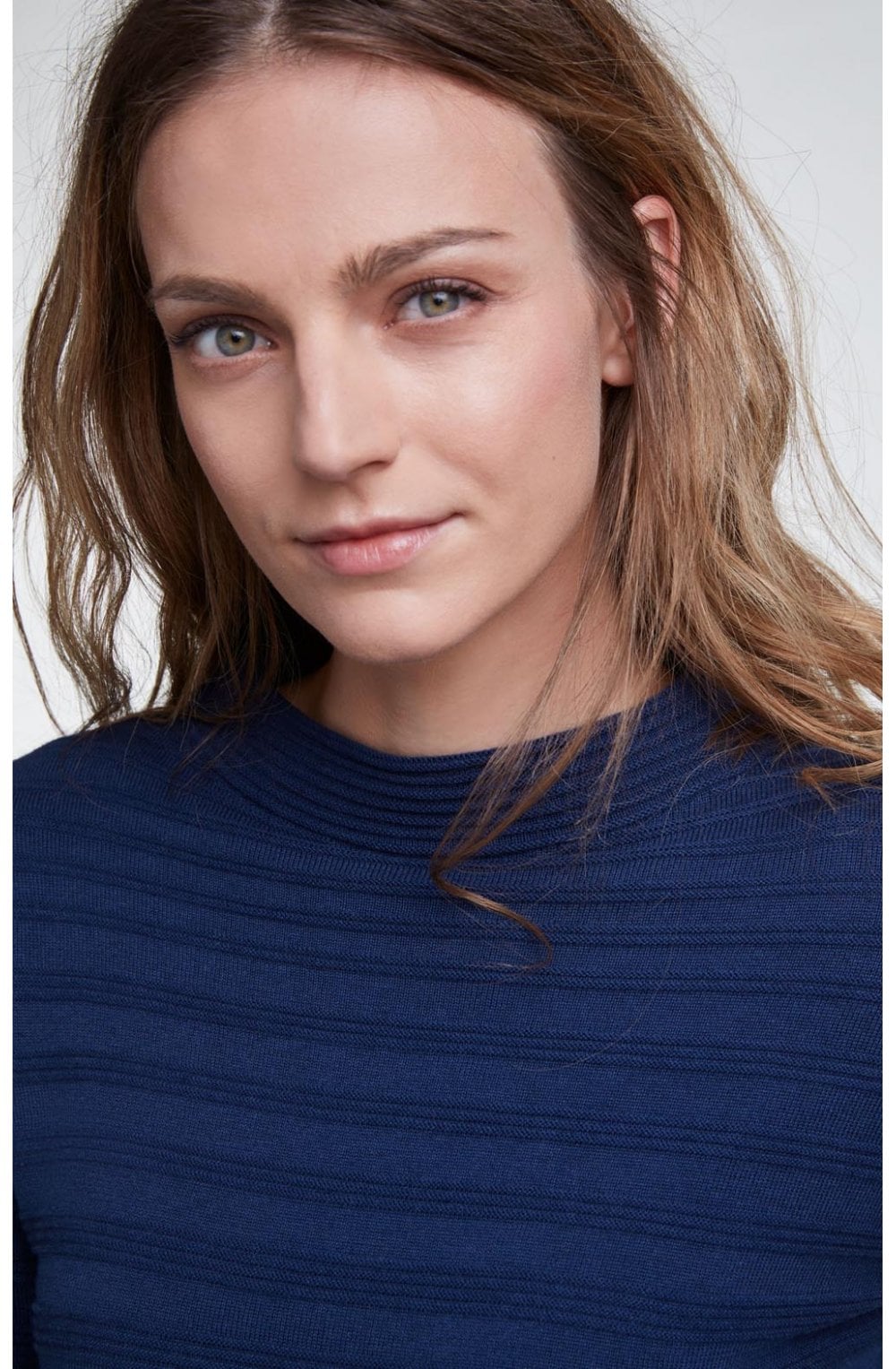 Blue Ribbed Knit Jumper