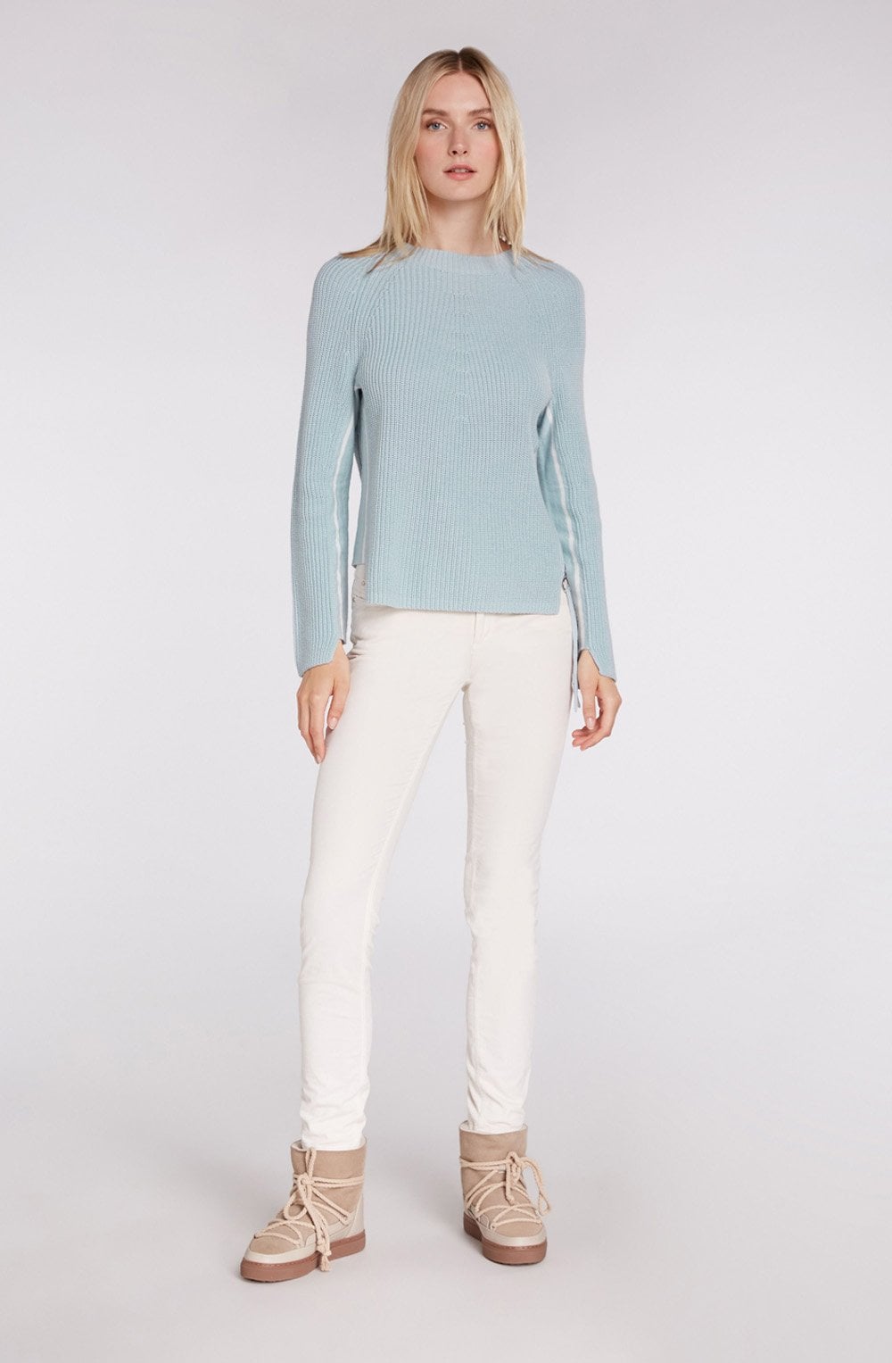 Blue Ribbed Knit Jumper