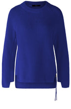Blue Ribbed Knit Jumper with Zip Detail