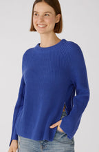 Blue Ribbed Knit Jumper with Zip Detail