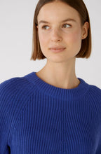 Blue Ribbed Knit Jumper with Zip Detail