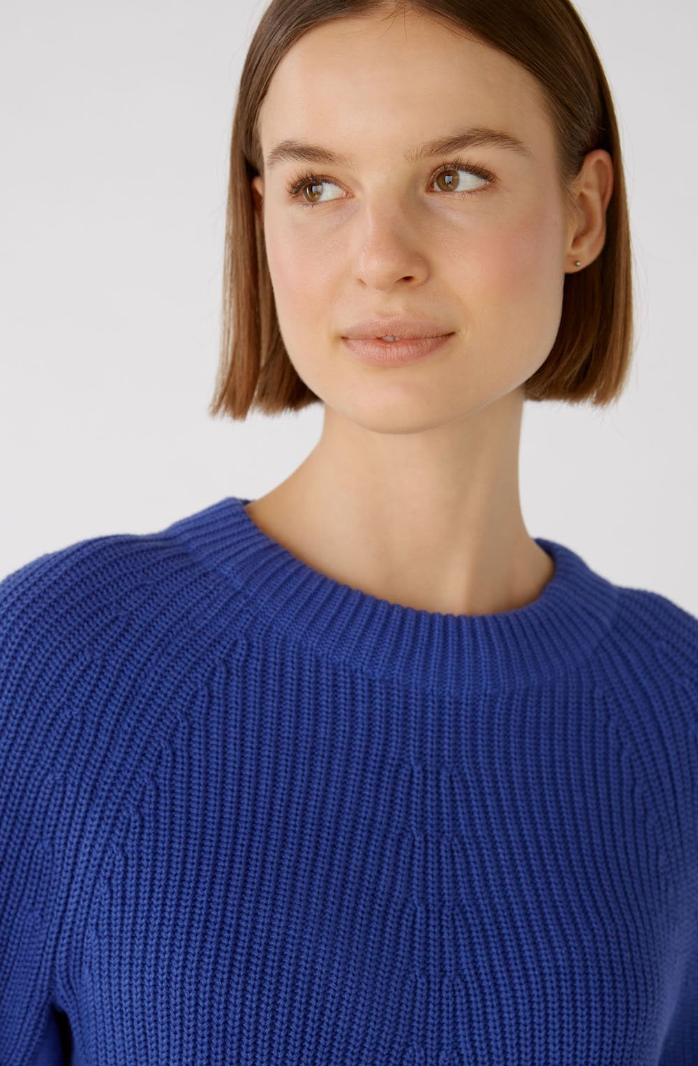Blue Ribbed Knit Jumper with Zip Detail
