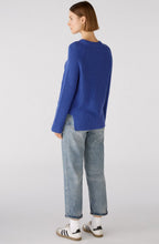Blue Ribbed Knit Jumper with Zip Detail