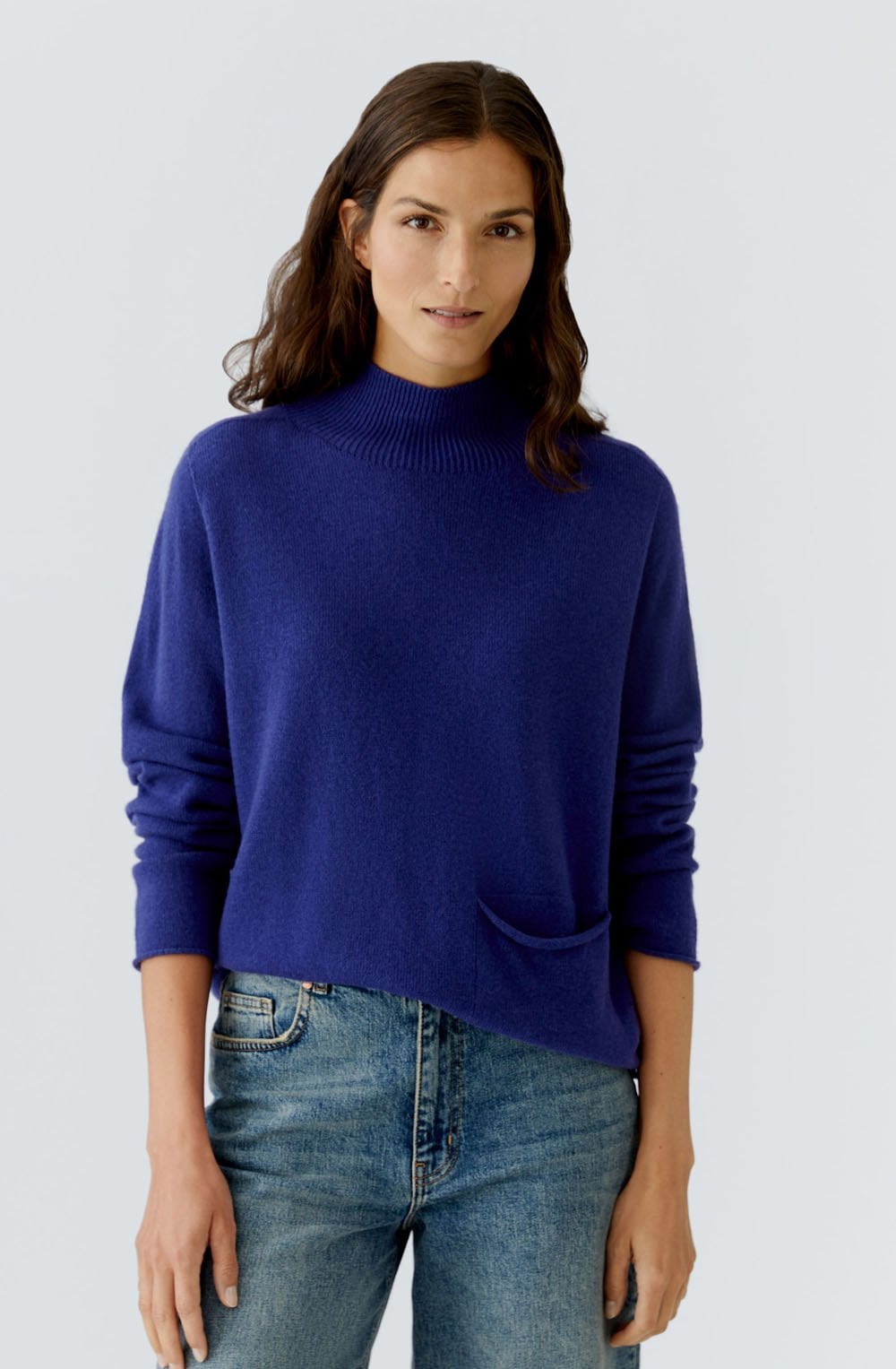 Blue Ribbon High Neck Fine Knit Jumper
