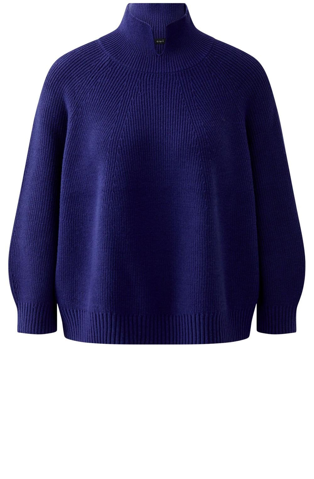 Blue Ribbon Ribbed Knit Cropped Jumper
