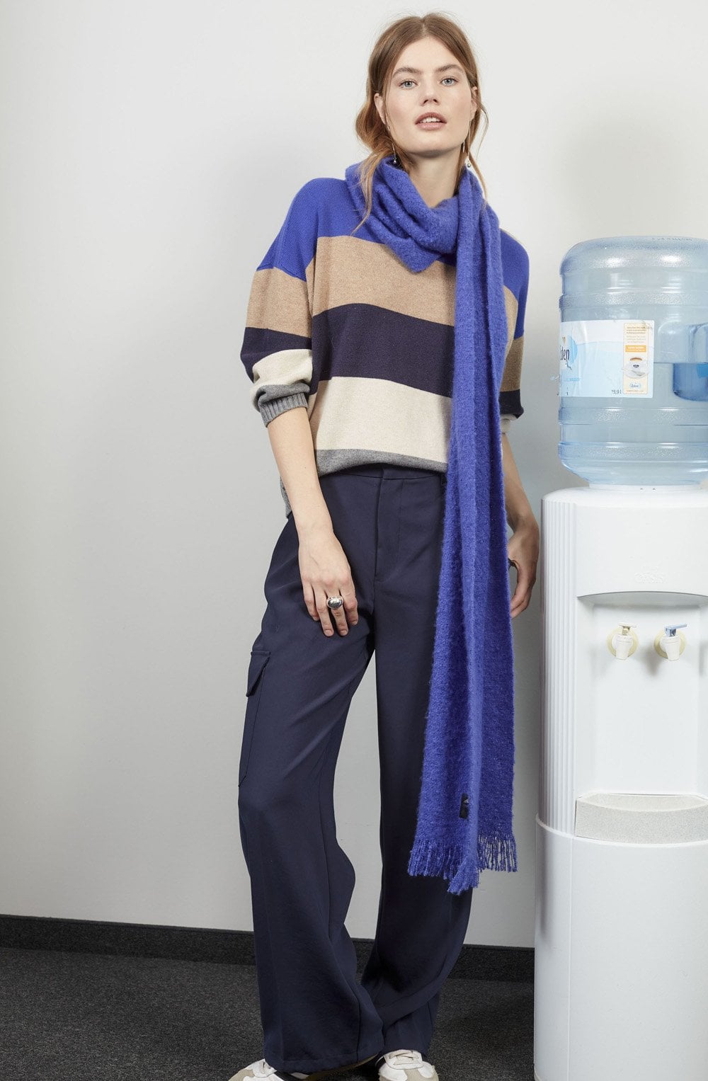 Blue Stone Striped Casual Jumper