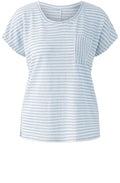 Blue Striped Patch Pocket Linen T Shirt