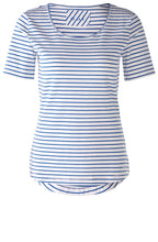 Blue Striped Short Sleeved Jersey Top