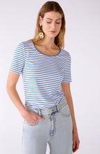 Blue Striped Short Sleeved Jersey Top