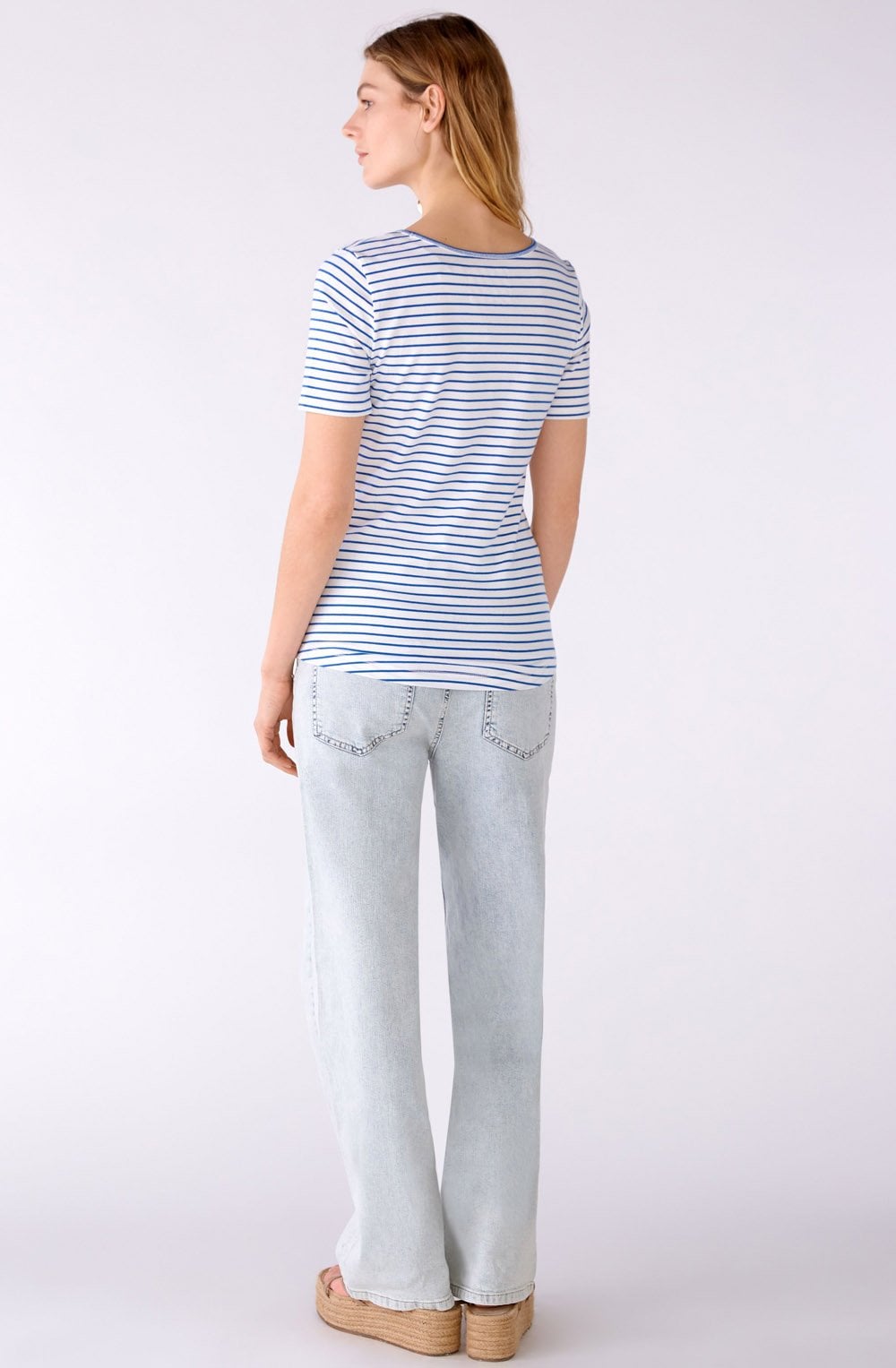Blue Striped Short Sleeved Jersey Top