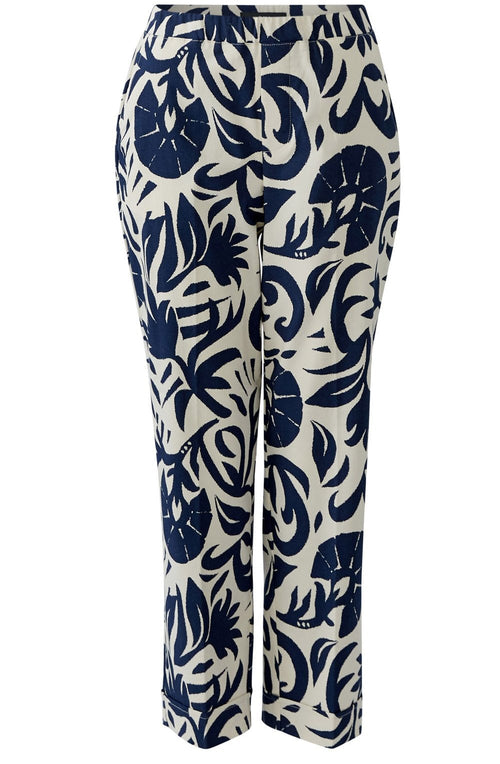 Blue & White Bold Print Trousers
