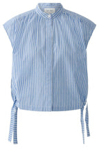 Blue & White Stripe Sleeveless Blouse
