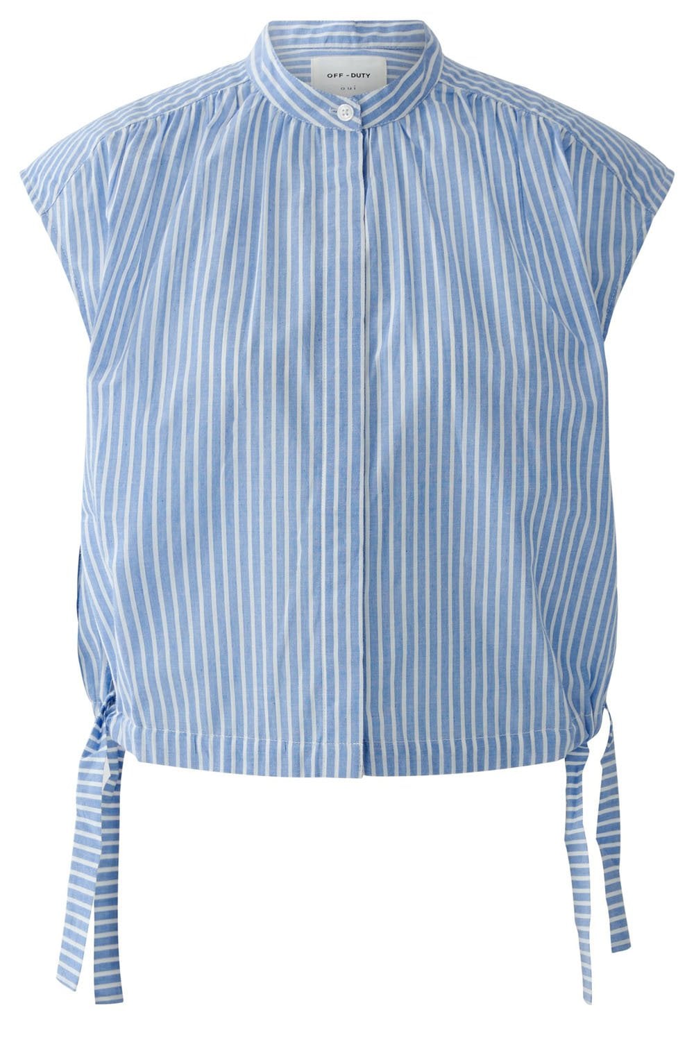 Blue & White Stripe Sleeveless Blouse