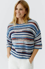 Blue White Striped Loose Knit Jumper