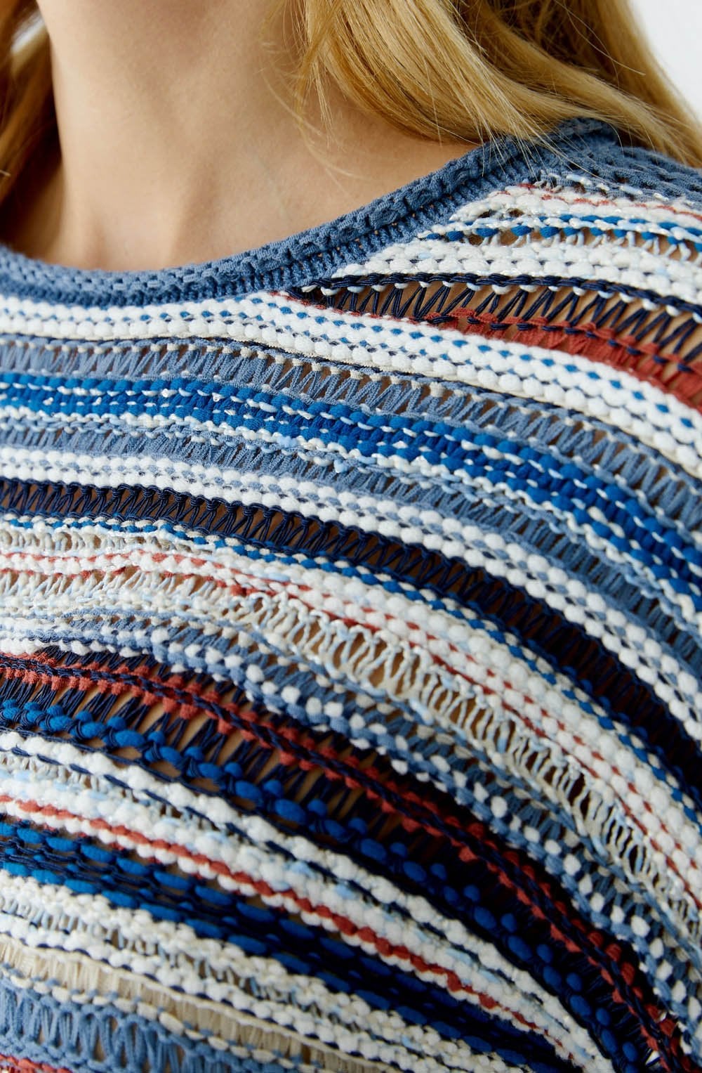 Blue White Striped Loose Knit Jumper