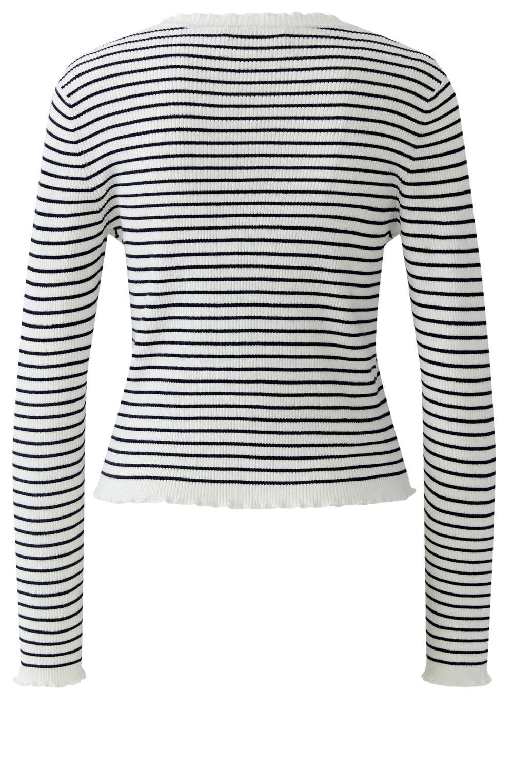 Blue & White Striped Ribbed Knit Cardigan